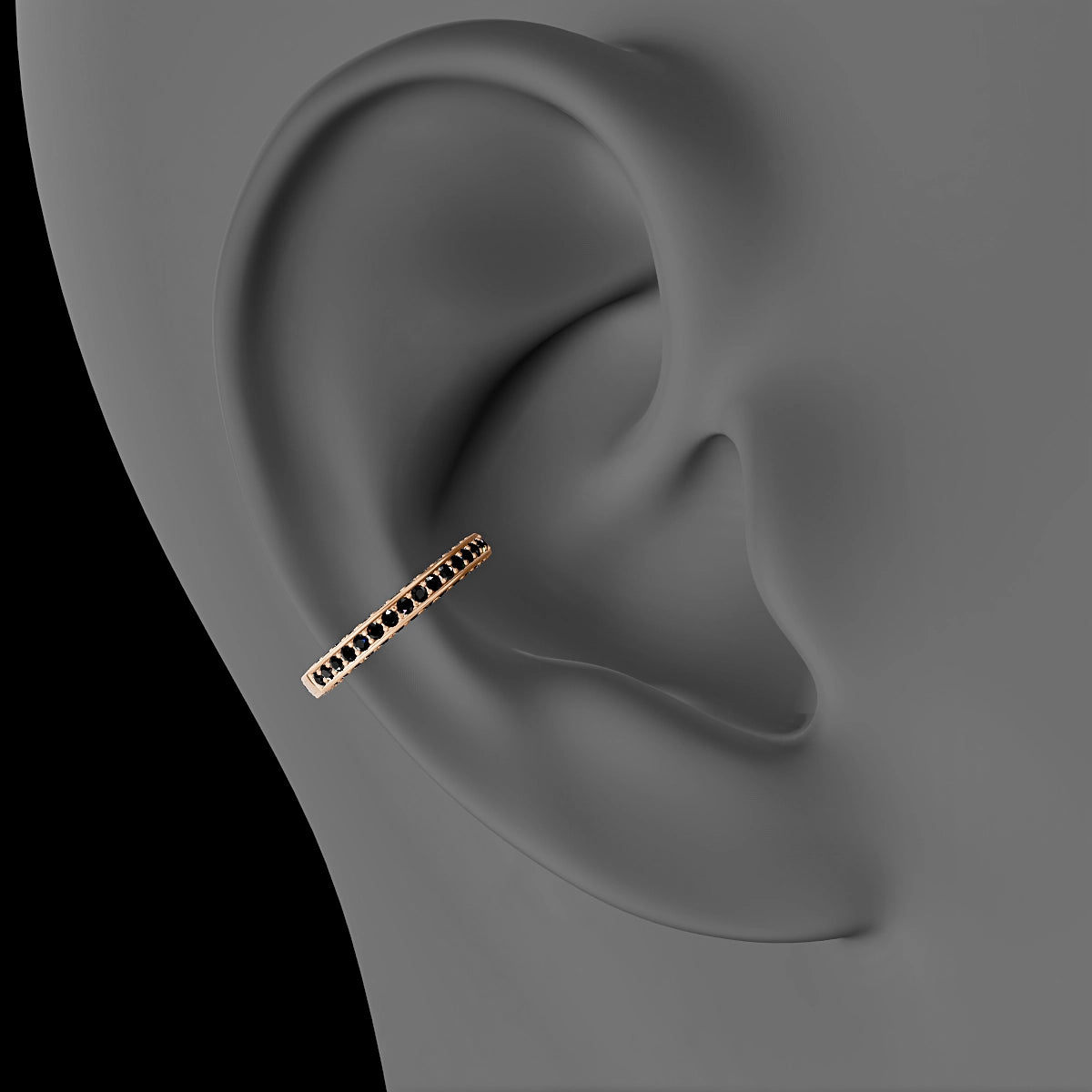 Damia | 18k Rose Gold 11 mm Black Diamond Hoop Piercing