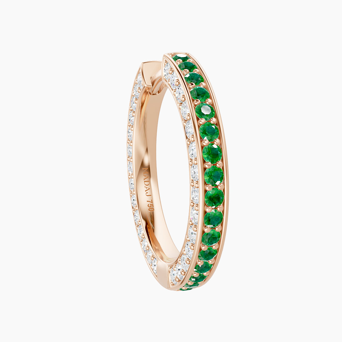 Damia | 18k Rose Gold 11 mm Emerald & Diamond Hoop Piercing