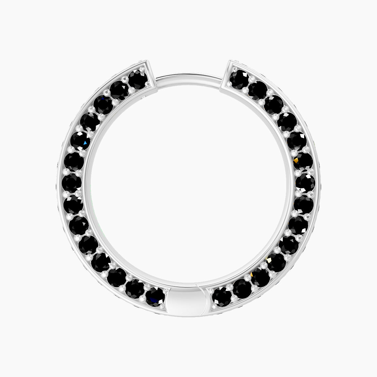 Damia | 18k White Gold 11 mm Black Diamond Hoop Piercing