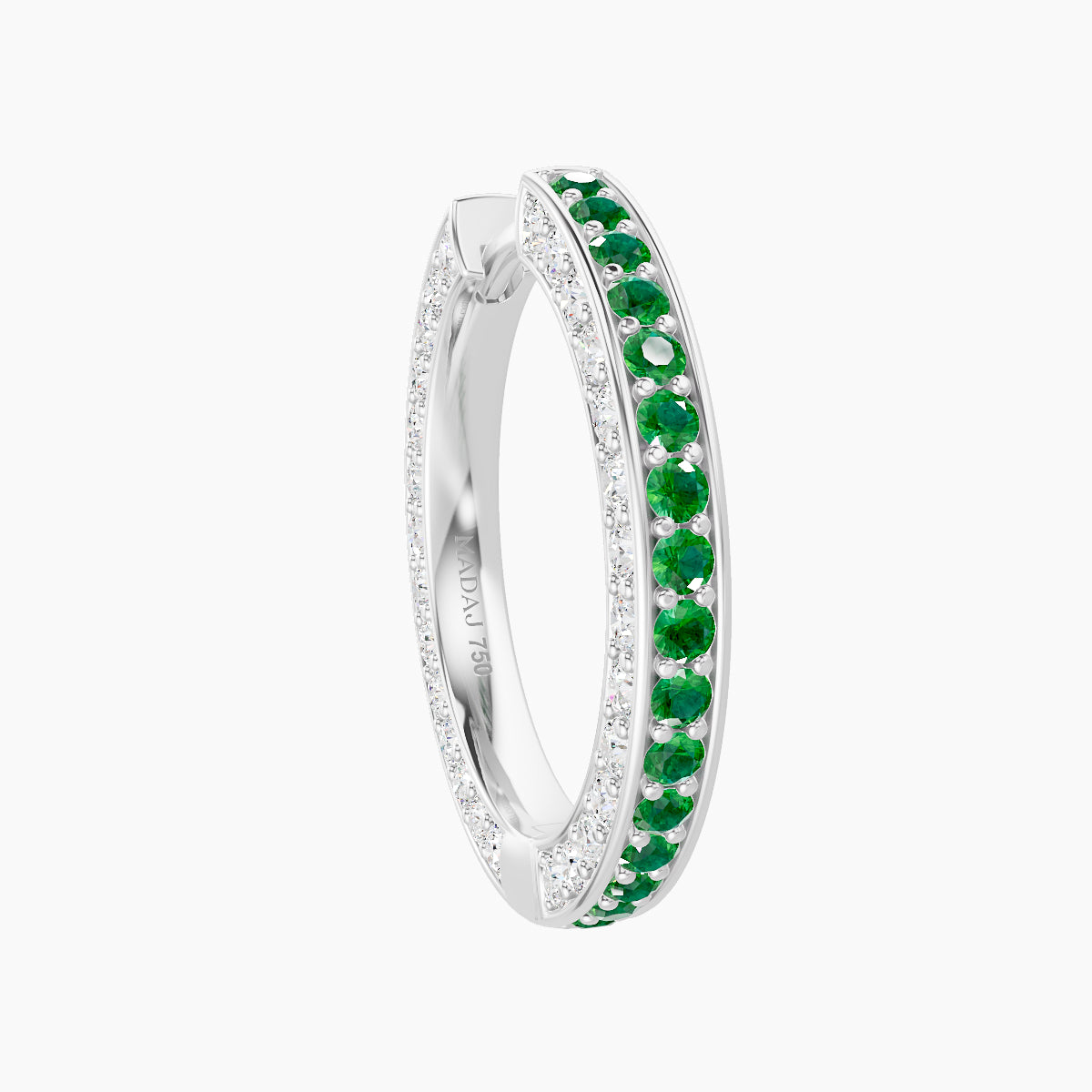 Damia | 18k White Gold 11 mm Emerald & Diamond Hoop Piercing