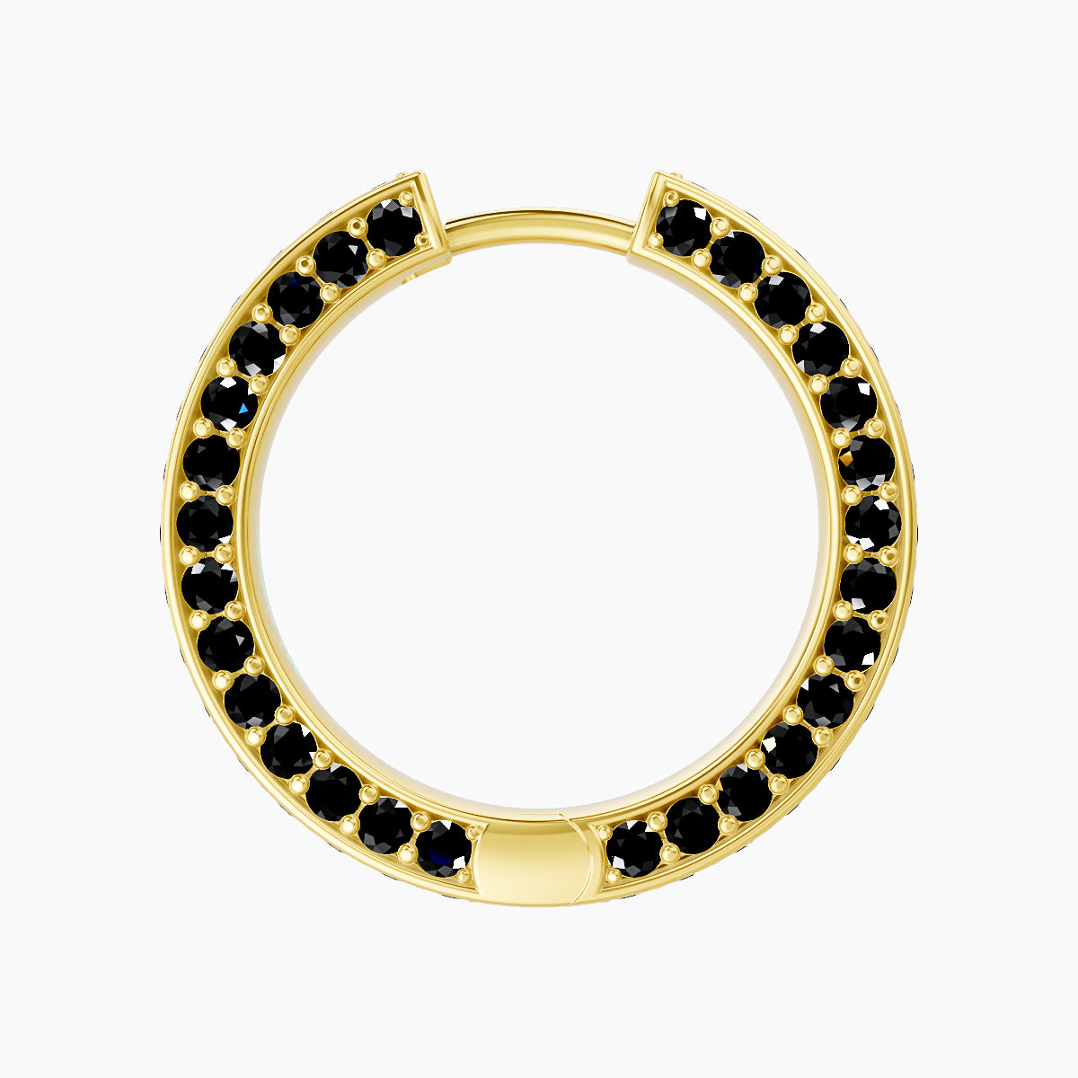 Damia | 18k Yellow Gold 11 mm Black Diamond Hoop Piercing
