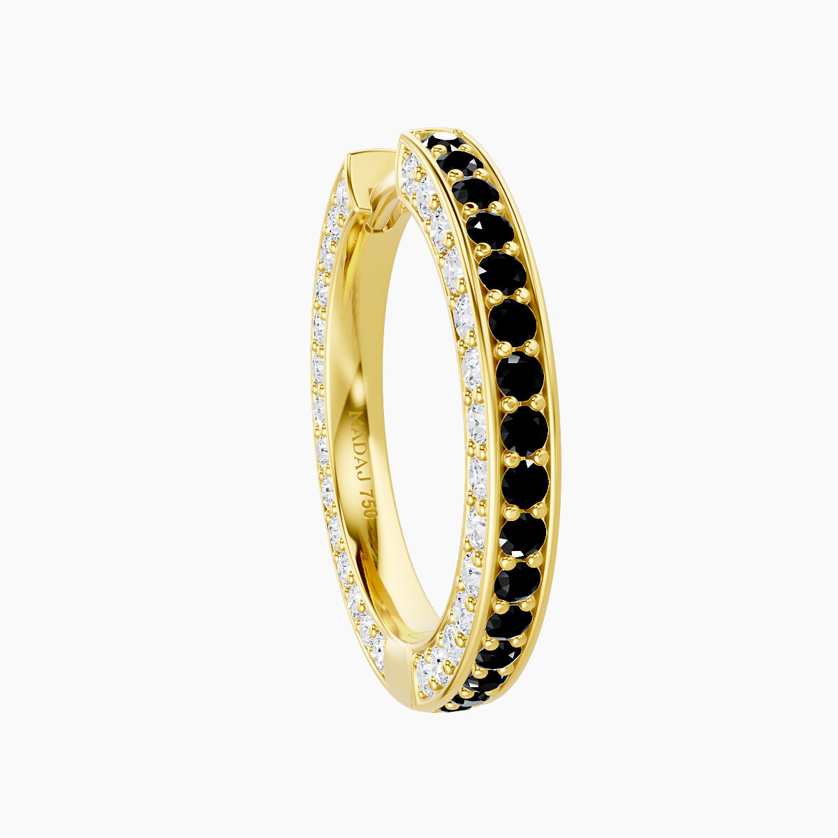Damia | 18k Yellow Gold 11 mm Black Diamond & Diamond Hoop Piercing