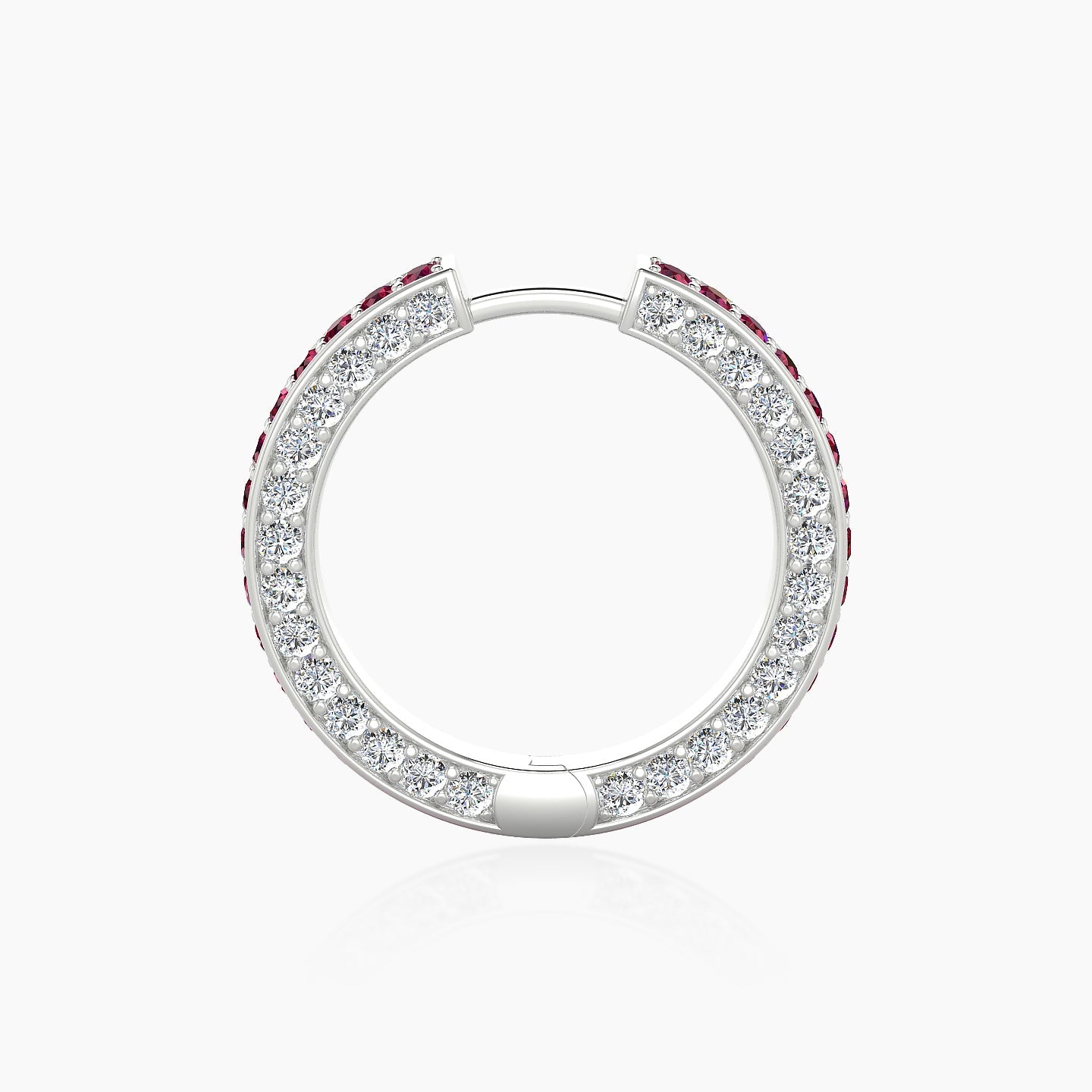 Damia | 18k White Gold 11 mm Ruby & Diamond Hoop Piercing