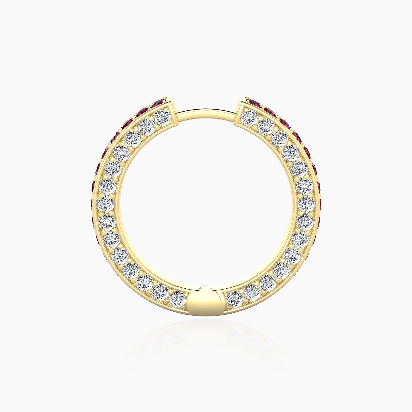 Damia | 18k Yellow Gold 11 mm Ruby & Diamond Hoop Piercing
