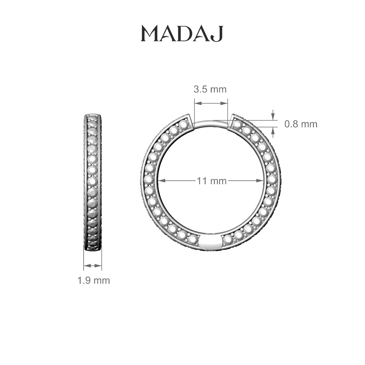 Damia | 18k Rose Gold 11 mm Emerald & Diamond Hoop Piercing