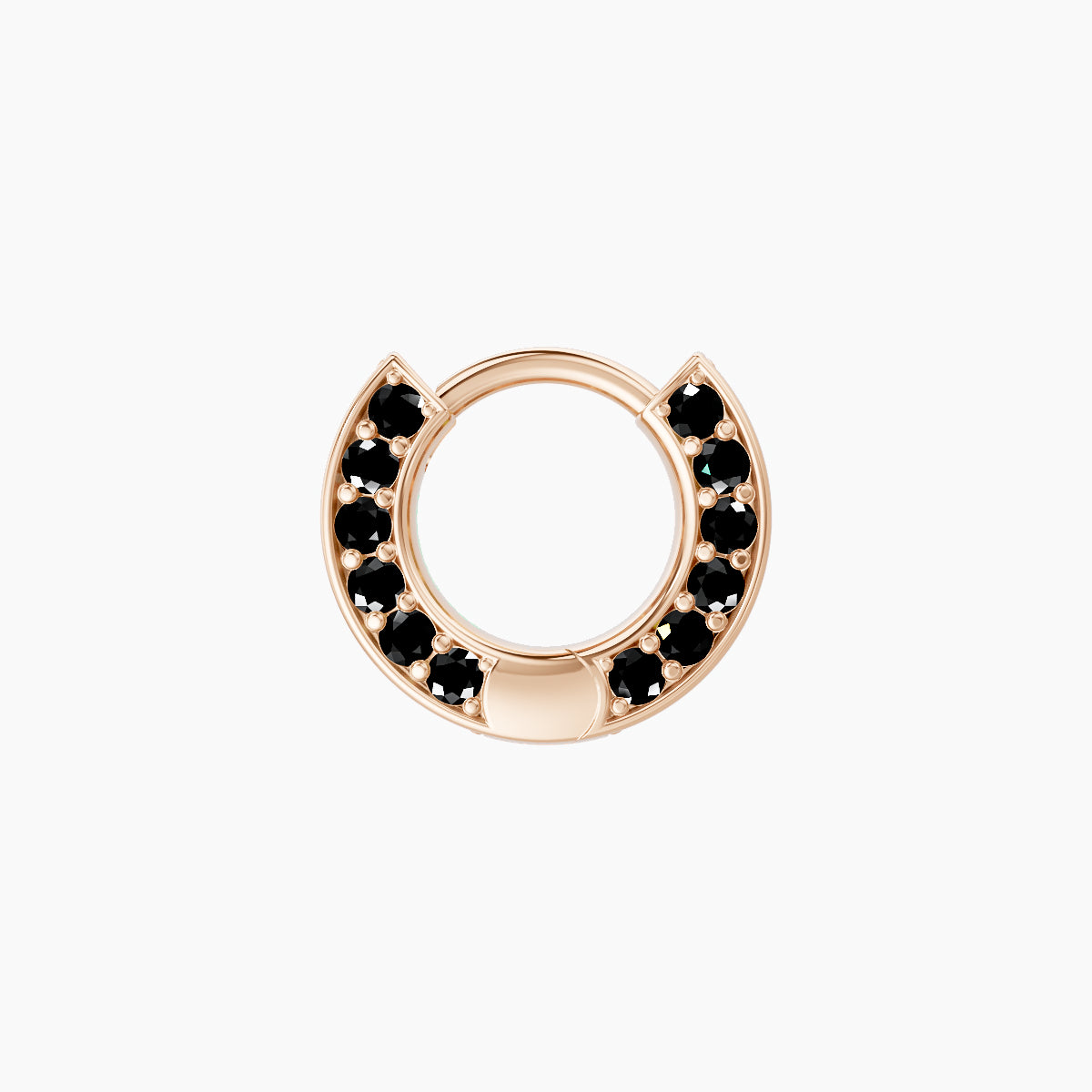 Damia | 18k Rose Gold 5 mm Black Diamond Hoop Piercing
