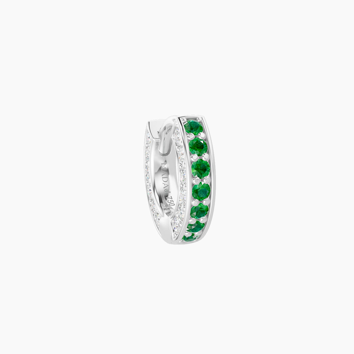 Damia | 18k White Gold 5 mm Emerald & Diamond Hoop Piercing