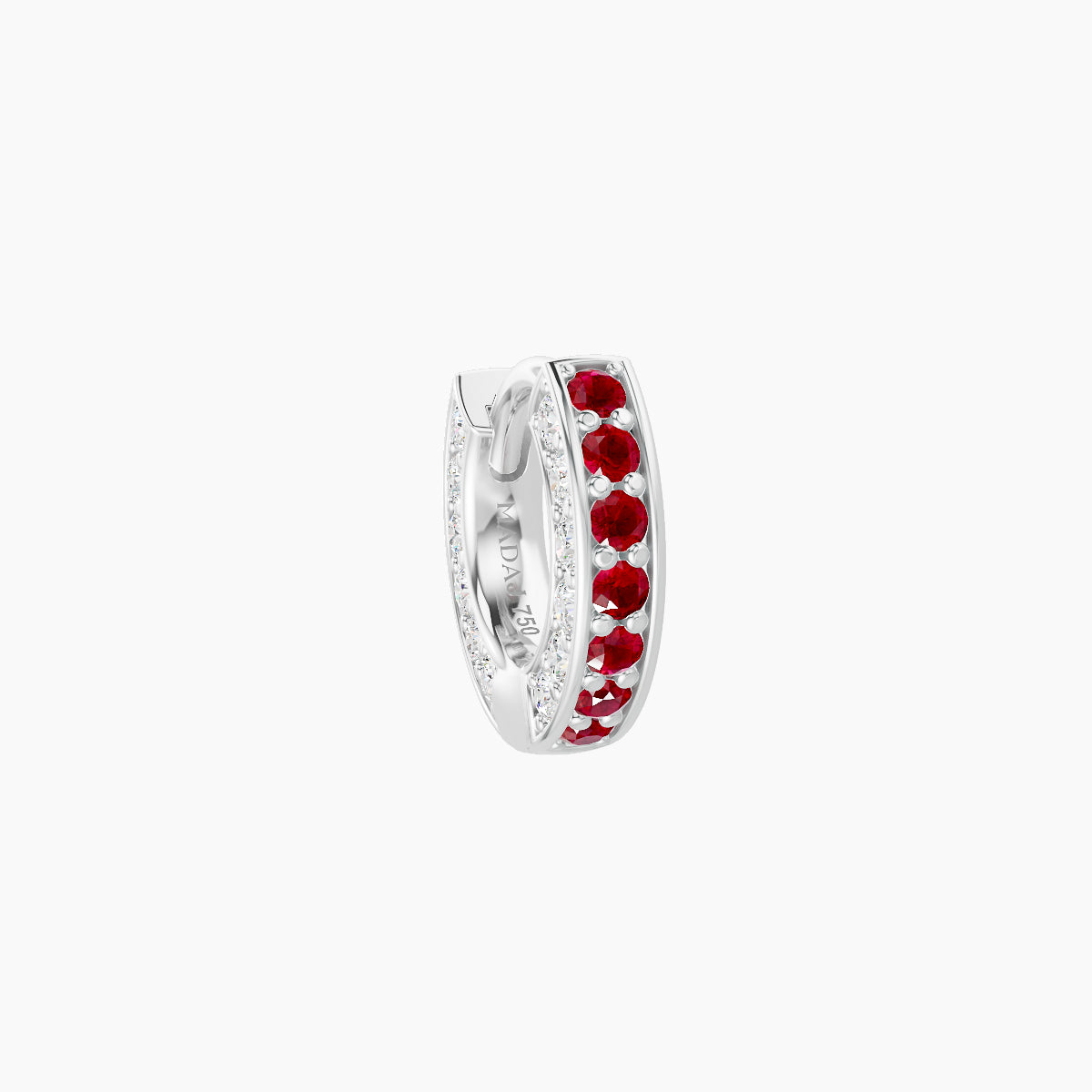 Damia | 18k White Gold 5 mm Ruby & Diamond Hoop Piercing