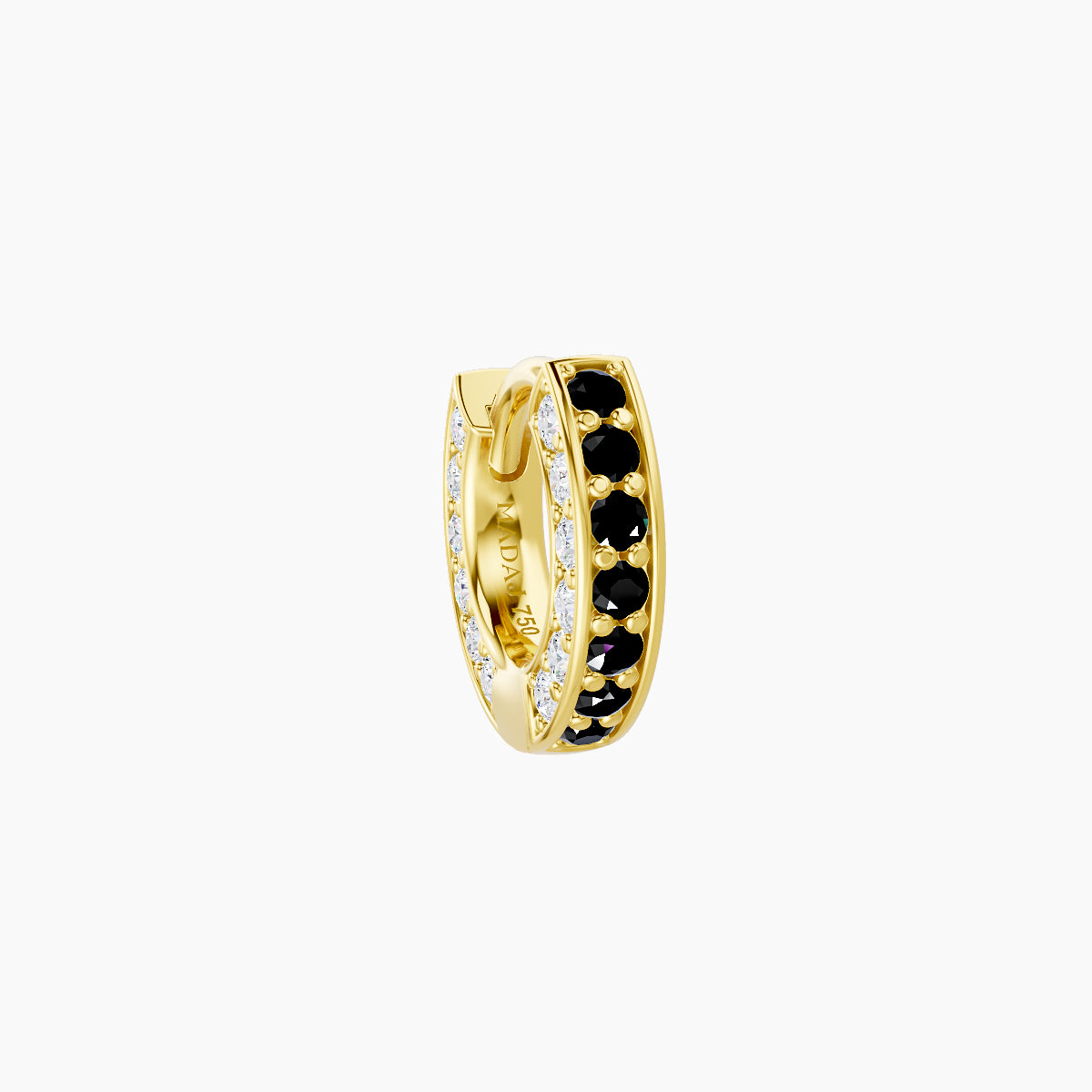 Damia | 18k Yellow Gold 5 mm Black Diamond & Diamond Hoop Piercing