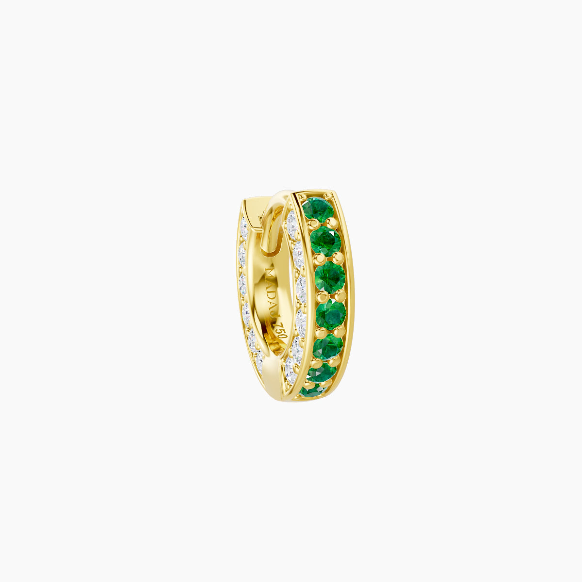 Damia | 18k Yellow Gold 5 mm Emerald & Diamond Hoop Piercing