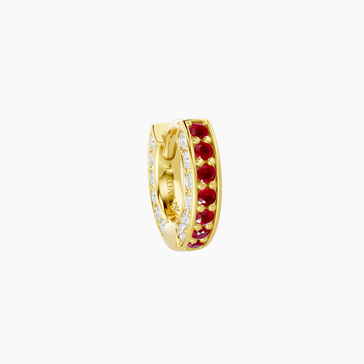 Damia | 18k Yellow Gold 5 mm Ruby & Diamond Hoop Piercing