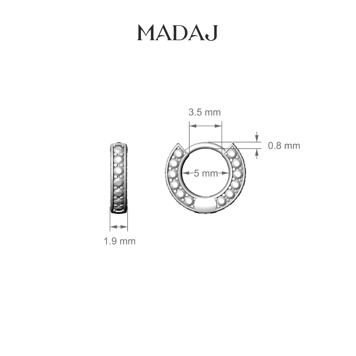 Damia | 18k White Gold 5 mm Emerald Hoop Piercing
