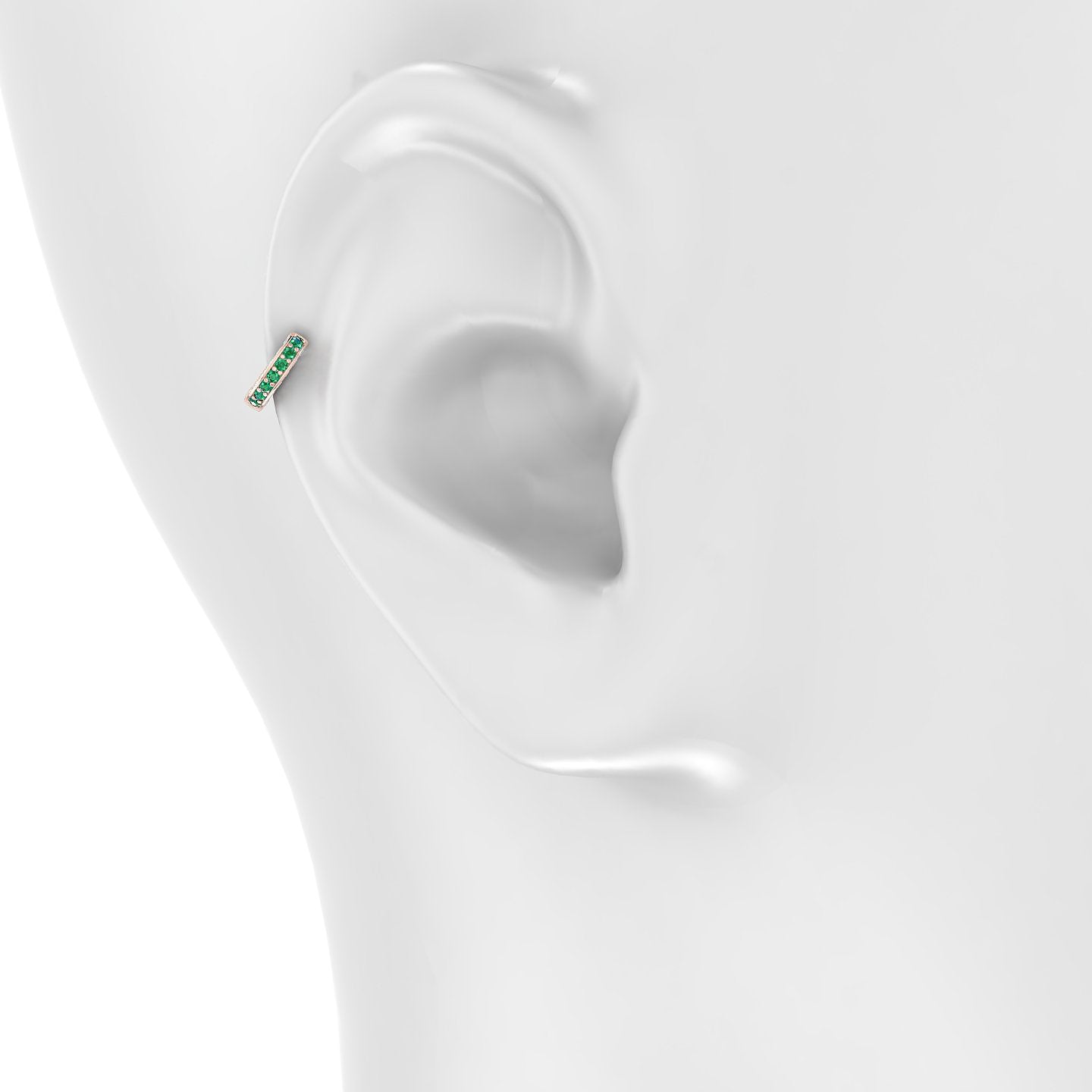 Damia | 18k Rose Gold 5 mm Emerald & Diamond Hoop Piercing