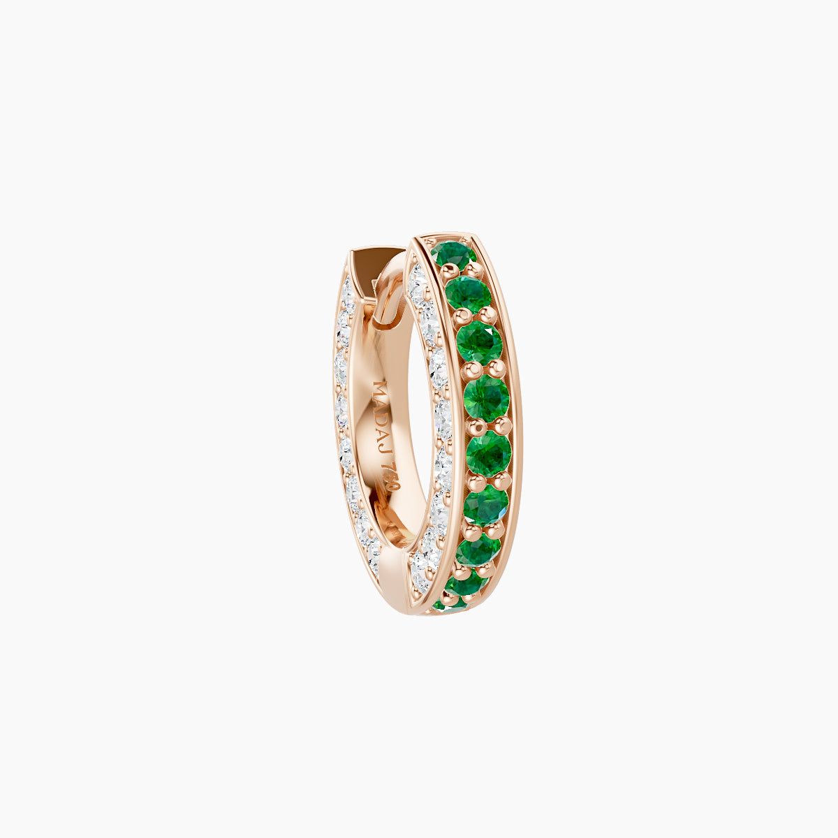 Damia | 18k Rose Gold 6.5 mm Emerald & Diamond Hoop Piercing