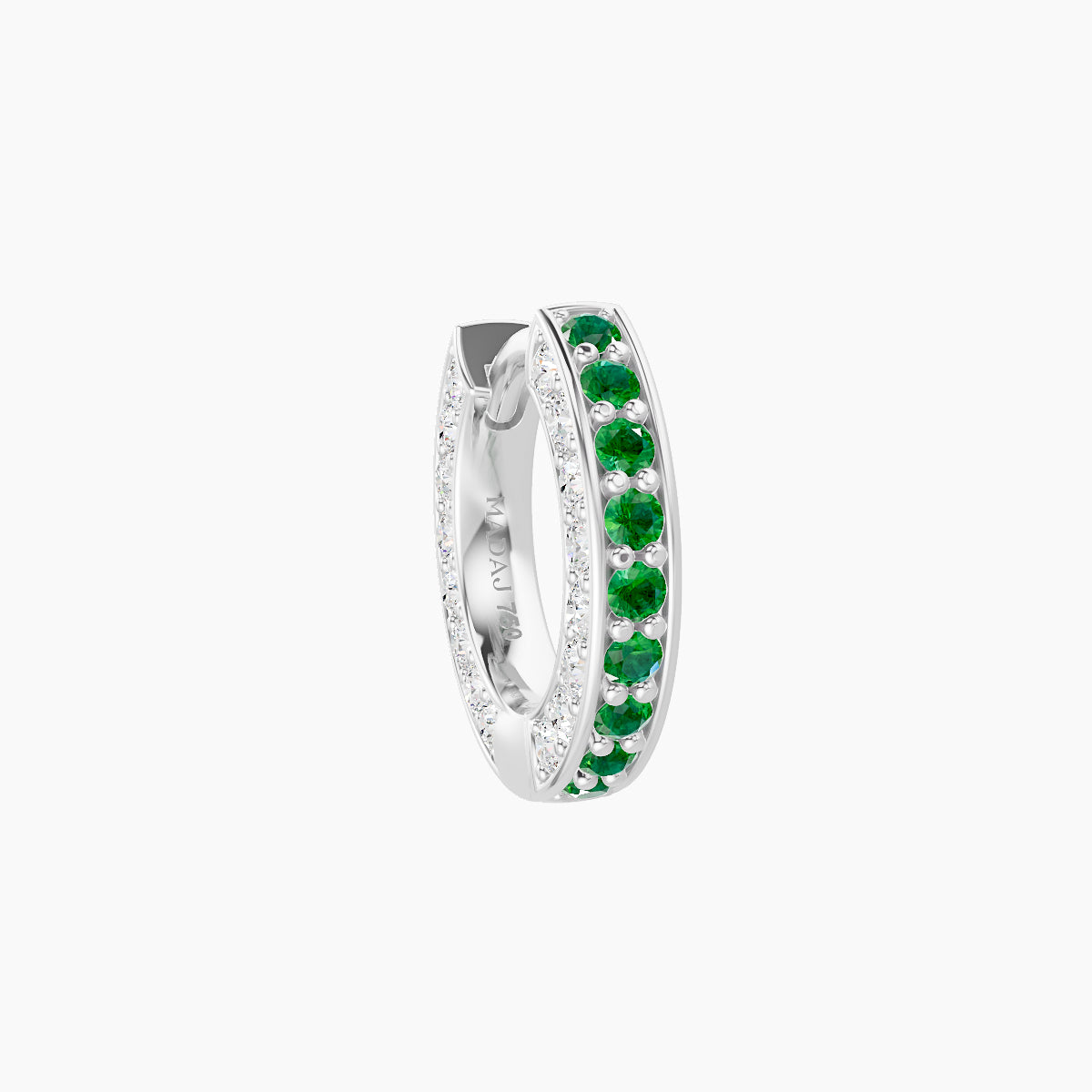 Damia | 18k White Gold 6.5 mm Emerald & Diamond Hoop Piercing