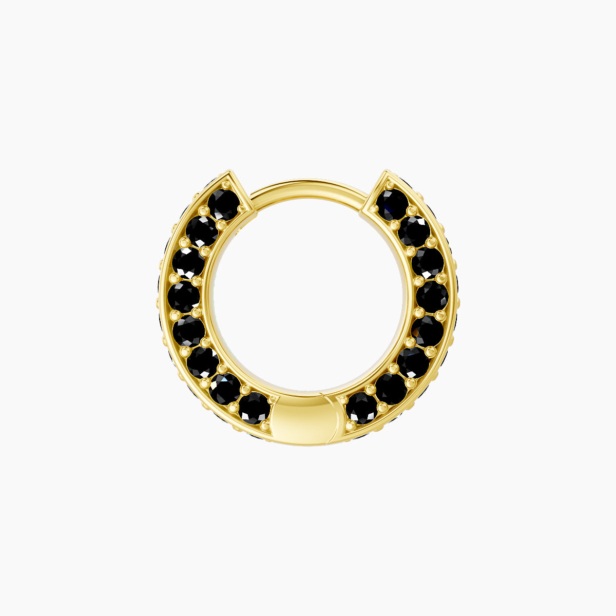 Damia | 18k Yellow Gold 6.5 mm Black Diamond Hoop Piercing