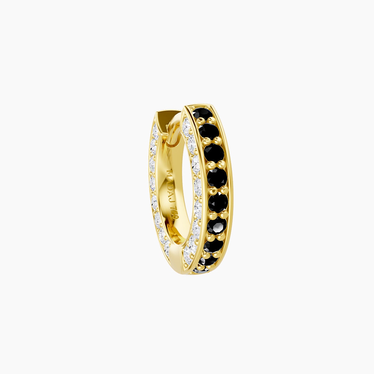 Damia | 18k Yellow Gold 6.5 mm Black Diamond & Diamond Hoop Piercing