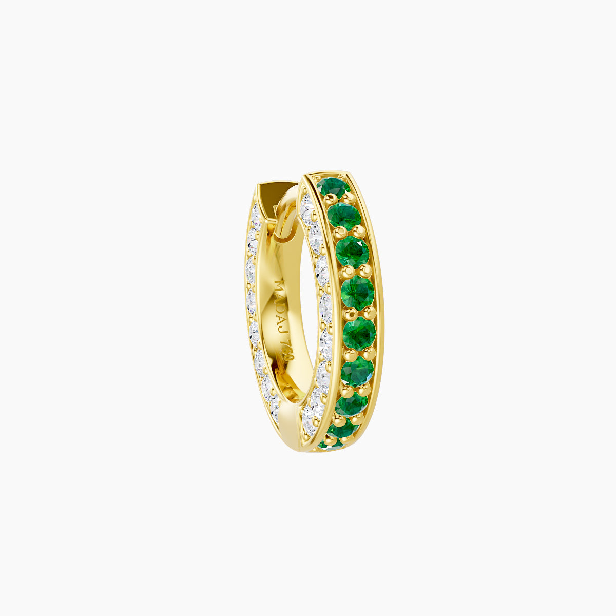 Damia | 18k Yellow Gold 6.5 mm Emerald & Diamond Hoop Piercing