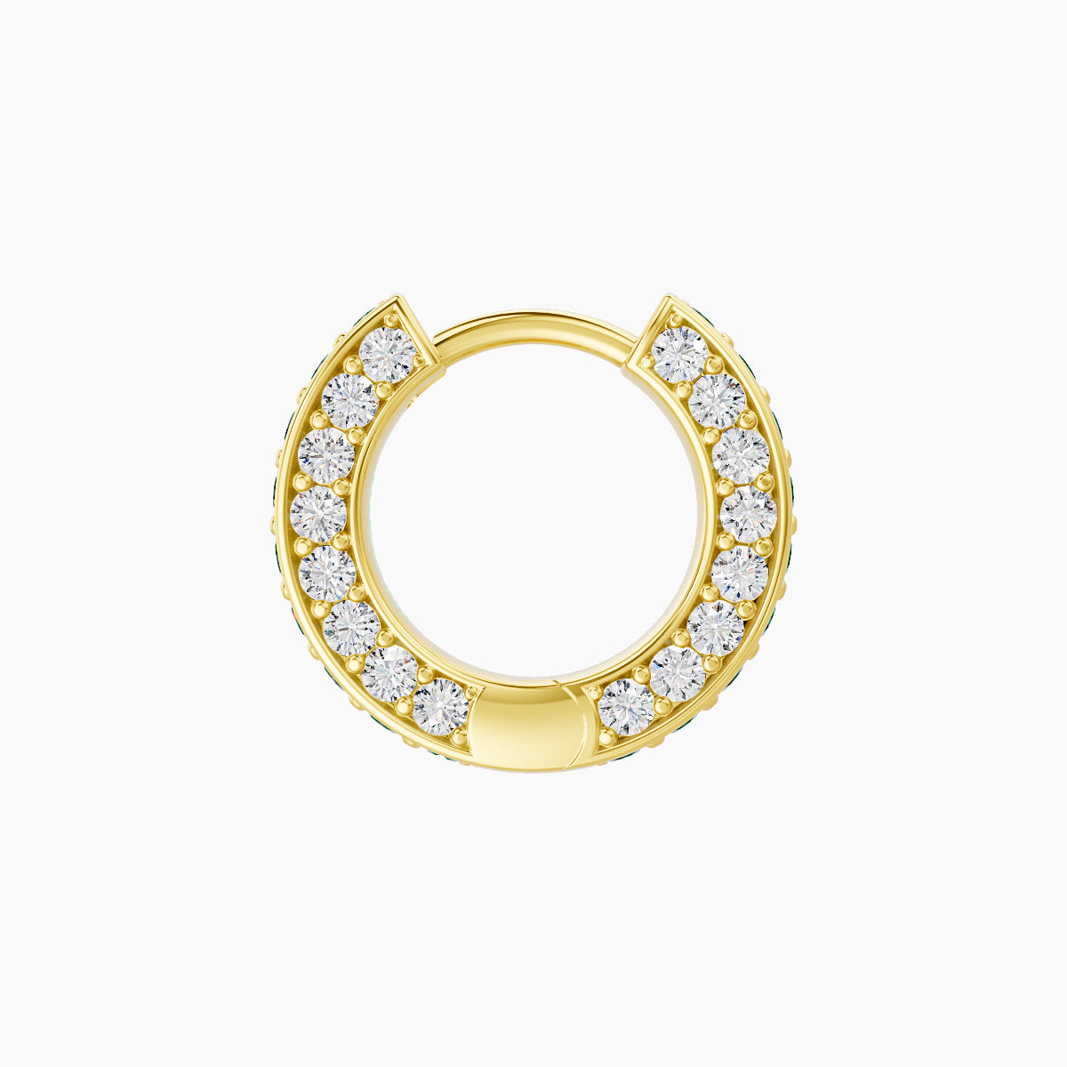 Damia | 18k Yellow Gold 6.5 mm Emerald & Diamond Hoop Piercing