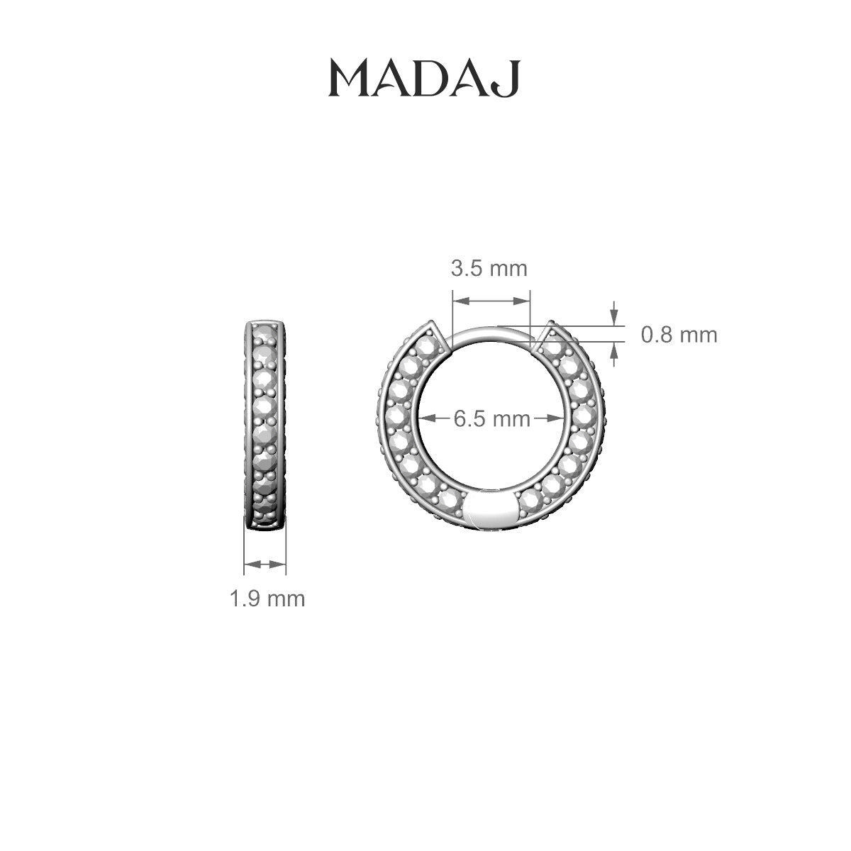 Damia | 18k Rose Gold 6.5 mm Emerald Hoop Piercing