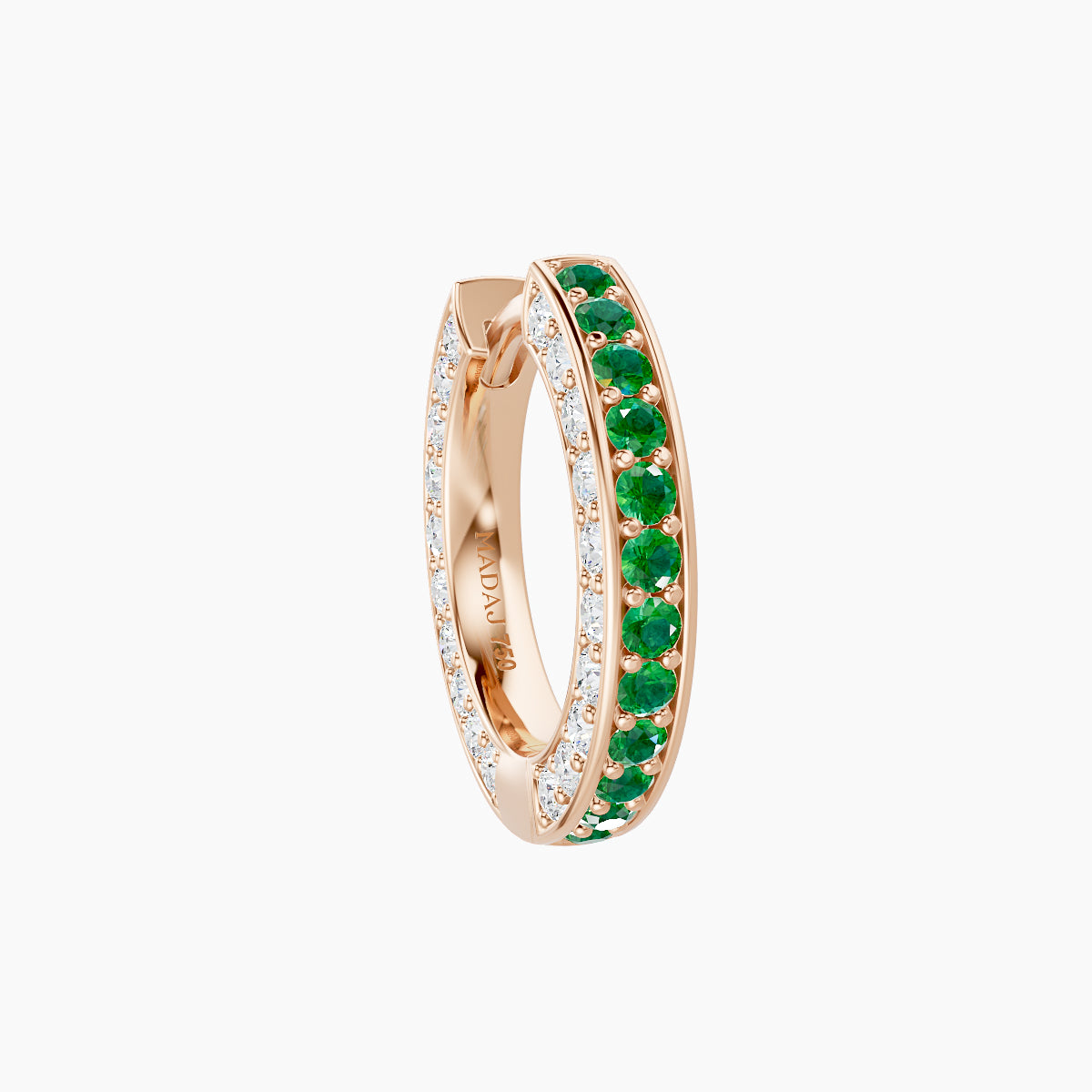 Damia | 18k Rose Gold 8 mm Emerald & Diamond Hoop Piercing