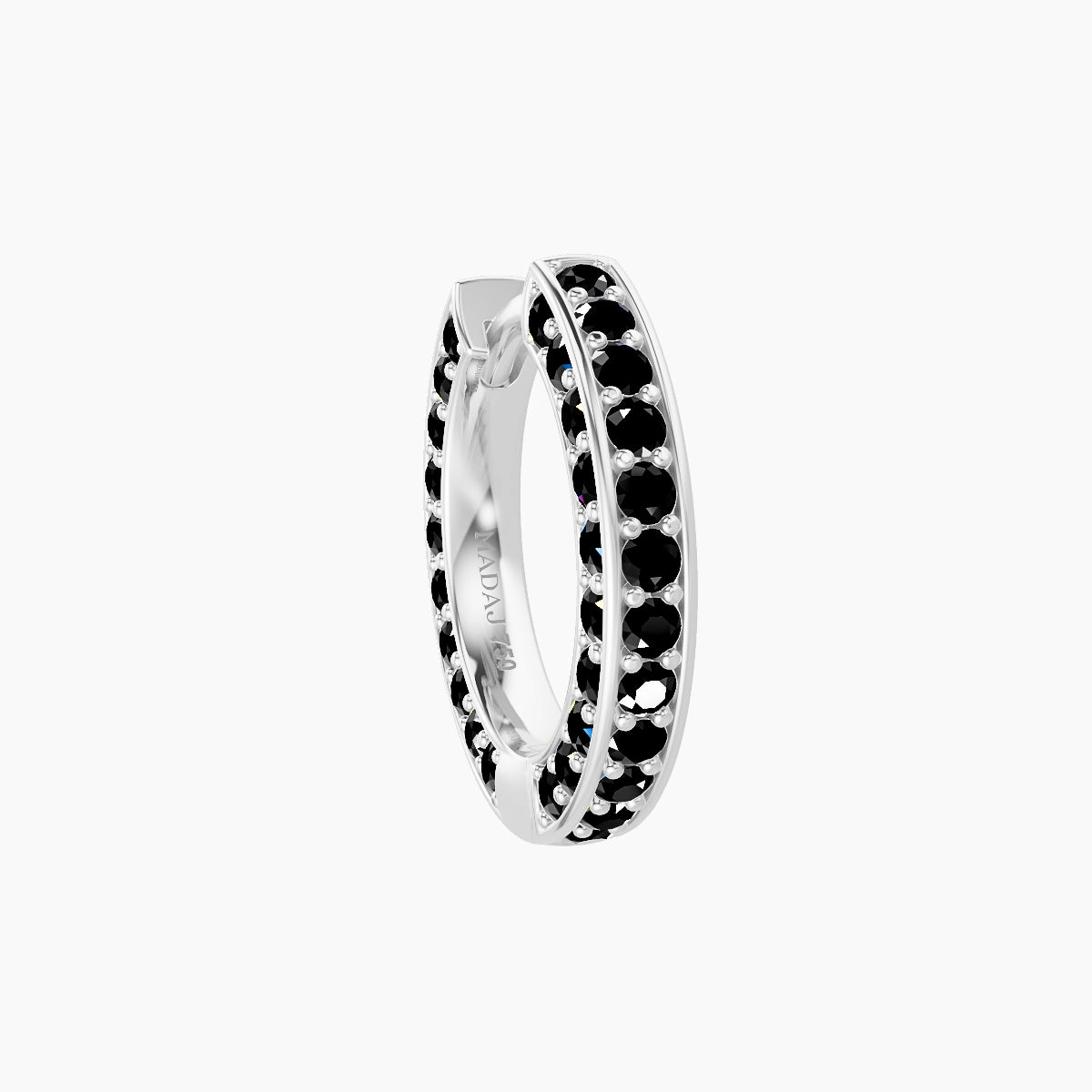 Damia | 18k White Gold 8 mm Black Diamond Hoop Piercing