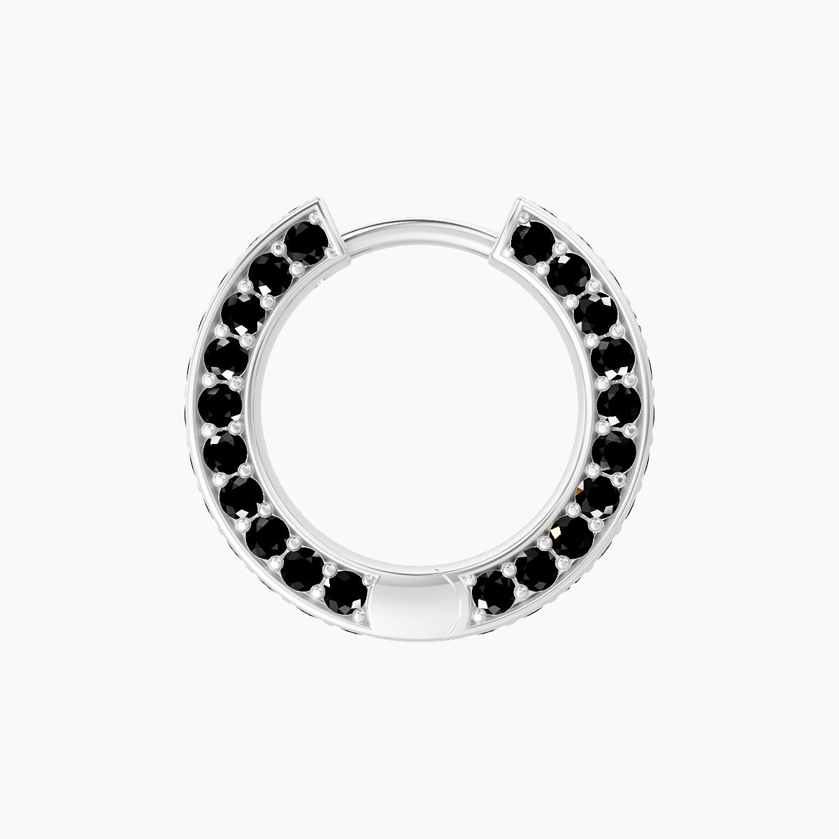 Damia | 18k White Gold 8 mm Black Diamond Hoop Piercing