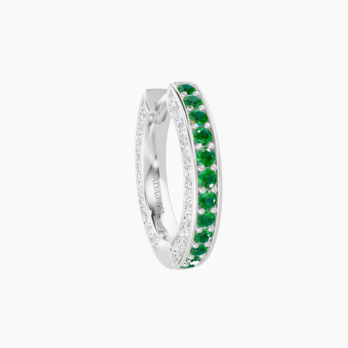 Damia | 18k White Gold 8 mm Emerald & Diamond Hoop Piercing