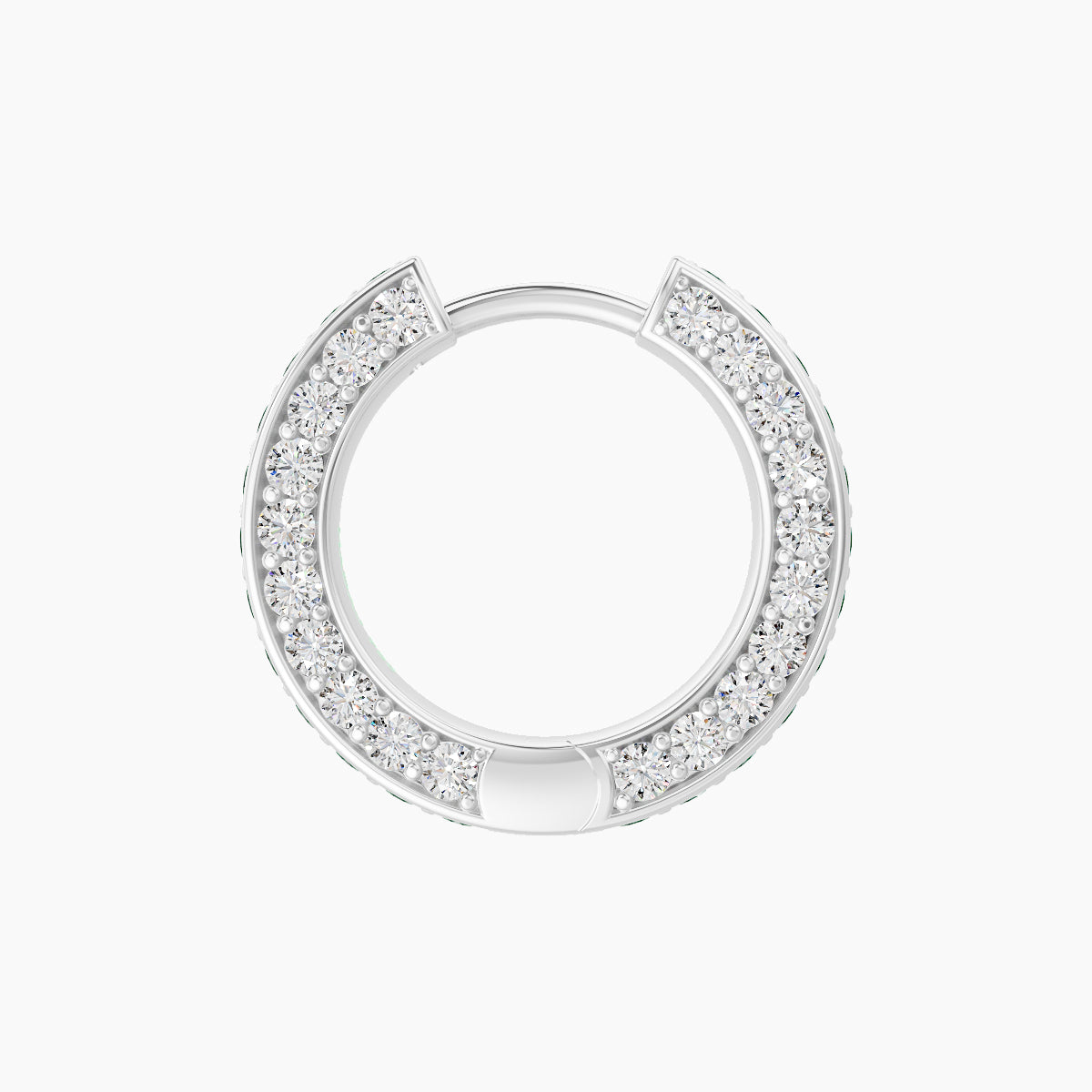 Damia | 18k White Gold 8 mm Emerald & Diamond Hoop Piercing