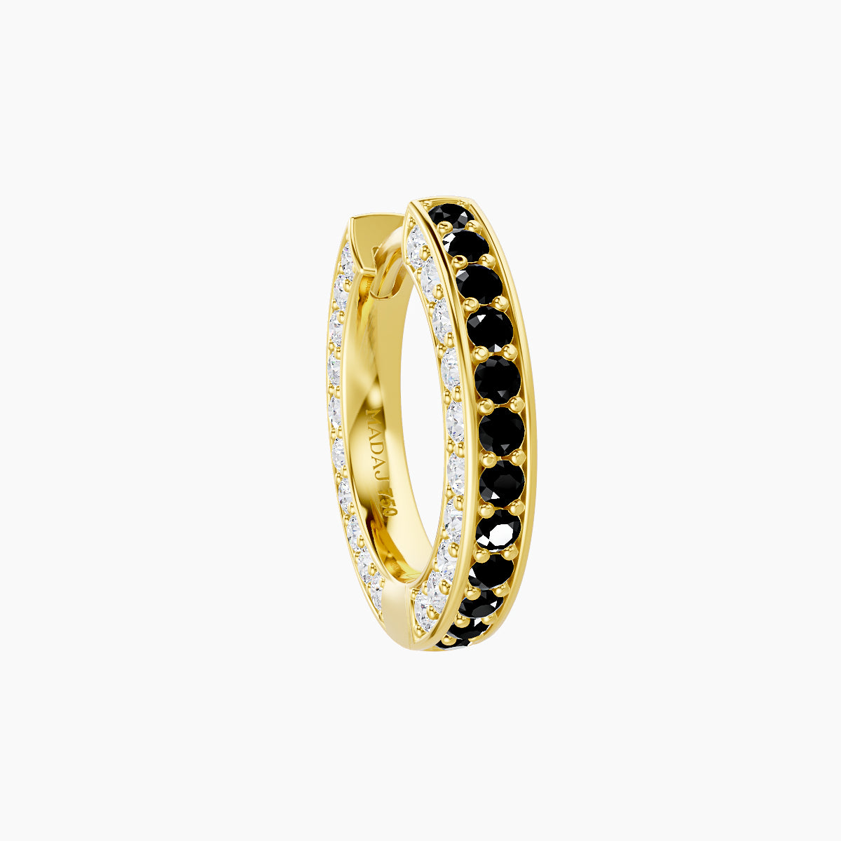 Damia | 18k Yellow Gold 8 mm Black Diamond & Diamond Hoop Piercing