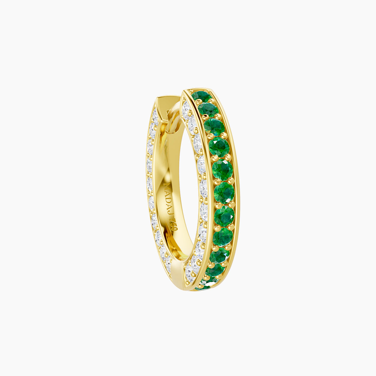 Damia | 18k Yellow Gold 8 mm Emerald & Diamond Hoop Piercing