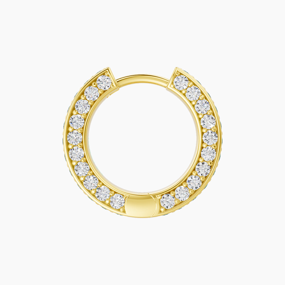 Damia | 18k Yellow Gold 8 mm Emerald & Diamond Hoop Piercing