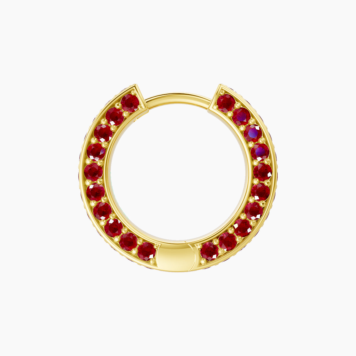 Damia | 18k Yellow Gold 8 mm Ruby Hoop Piercing