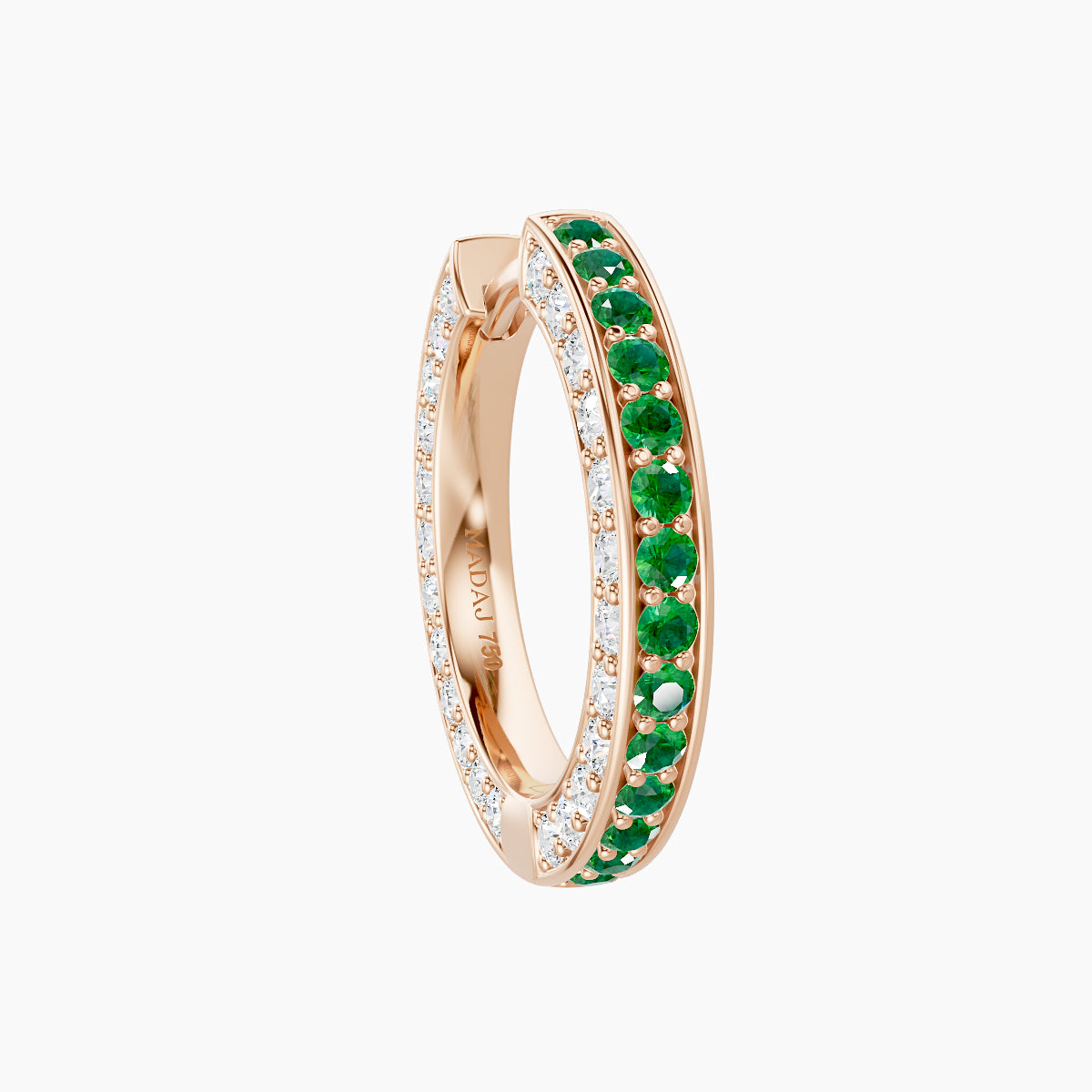 Damia | 18k Rose Gold 9.5 mm Emerald & Diamond Hoop Piercing