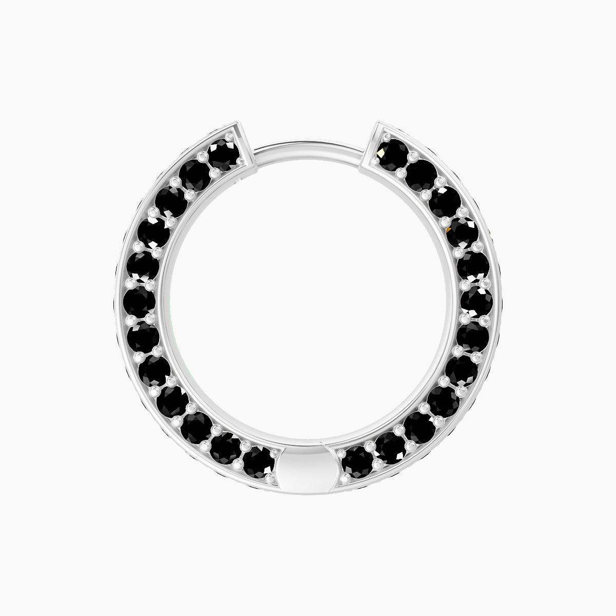Damia | 18k White Gold 9.5 mm Black Diamond Hoop Piercing