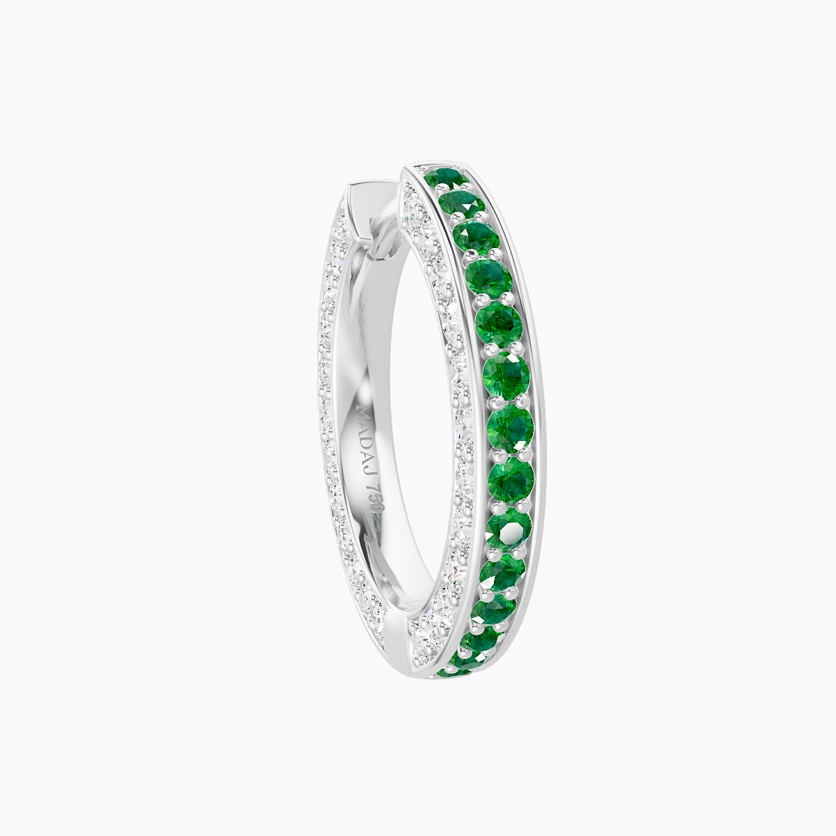 Damia | 18k White Gold 9.5 mm Emerald & Diamond Hoop Piercing