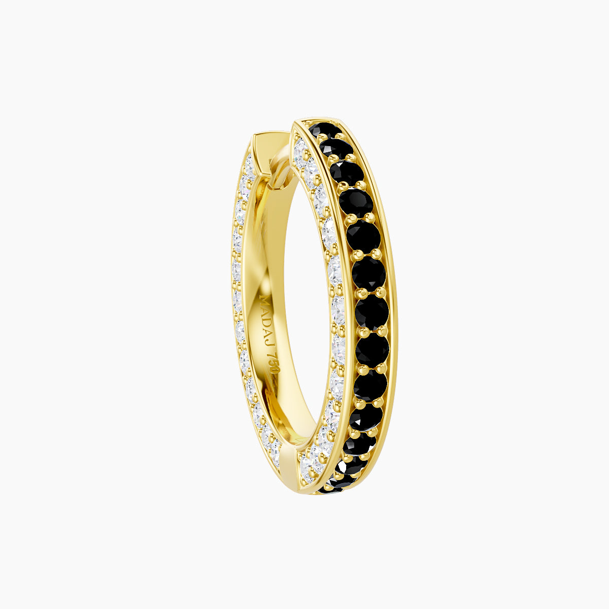 Damia | 18k Yellow Gold 9.5 mm Black Diamond & Diamond Hoop Piercing