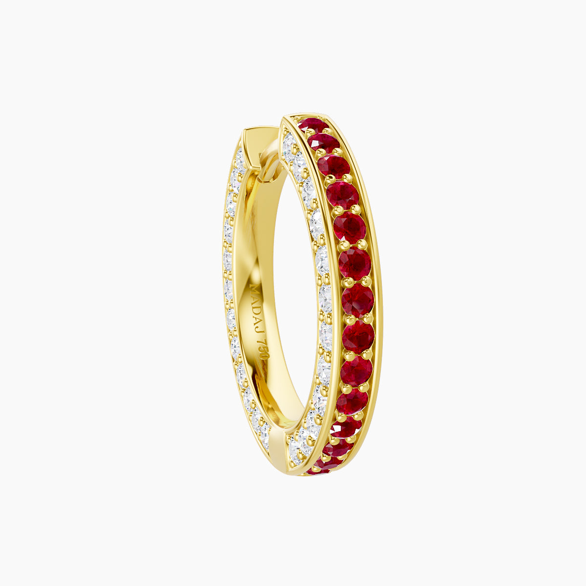 Damia | 18k Yellow Gold 9.5 mm Ruby & Diamond Hoop Piercing