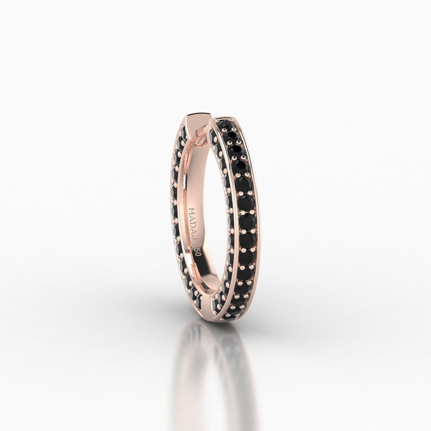 Damia | 18k Rose Gold 9.5 mm Black Diamond Hoop Piercing