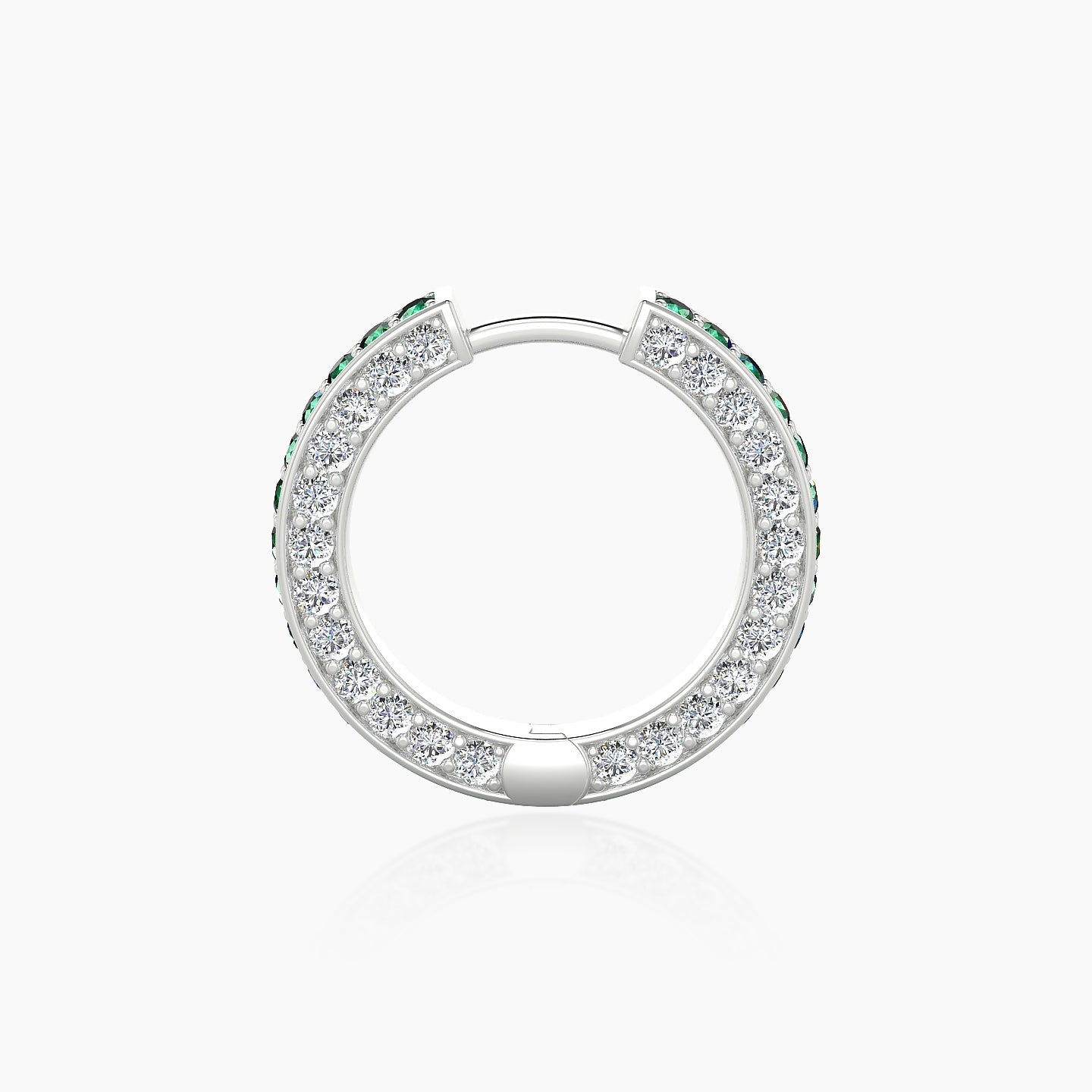 Damia | 18k White Gold 9.5 mm Emerald & Diamond Hoop Piercing