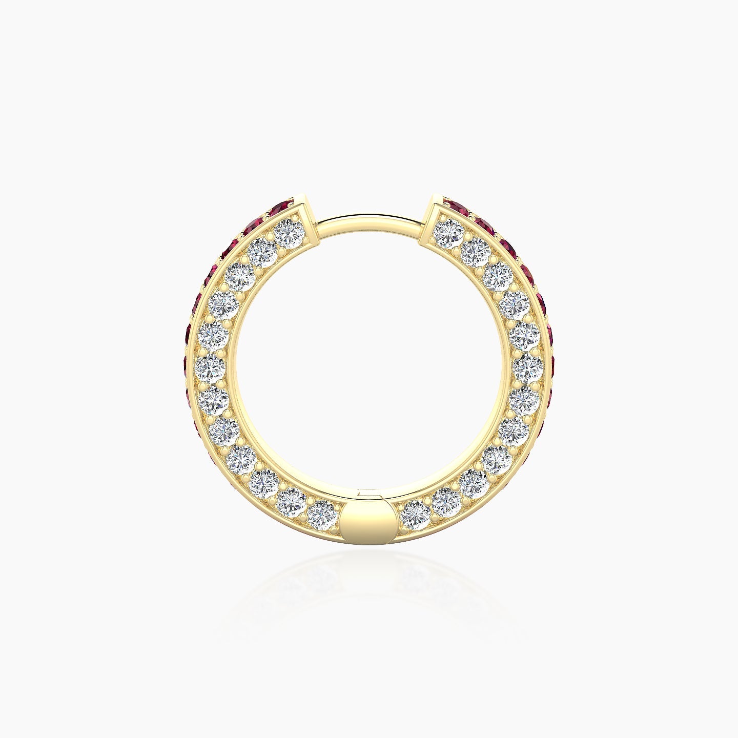 Damia | 18k Yellow Gold 9.5 mm Ruby & Diamond Hoop Piercing