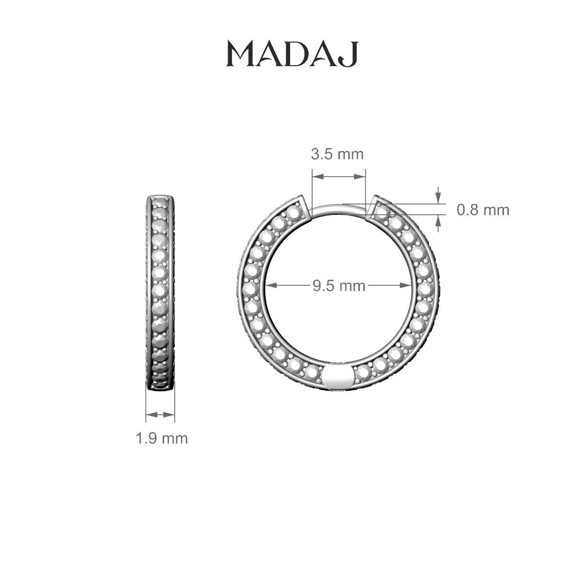 Damia | 18k White Gold 9.5 mm Emerald & Diamond Hoop Piercing