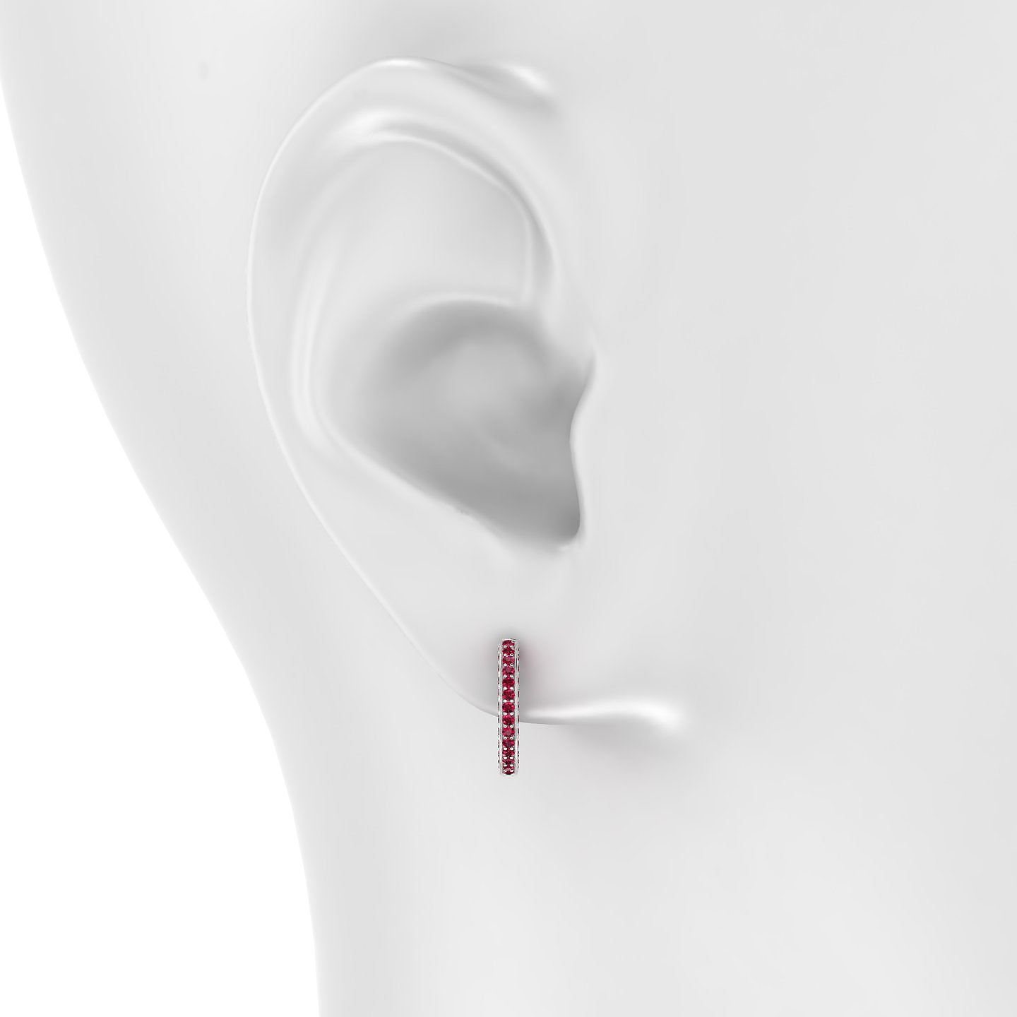 Damia | 18k White Gold 9.5 mm Ruby Hoop Piercing