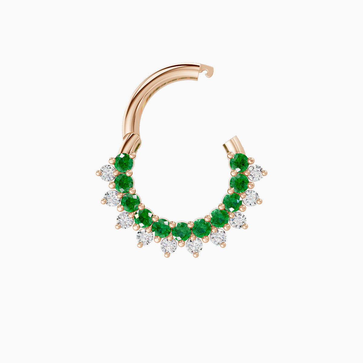 Danae | 18k Rose Gold 6.5 mm Emerald & Diamond Daith Piercing