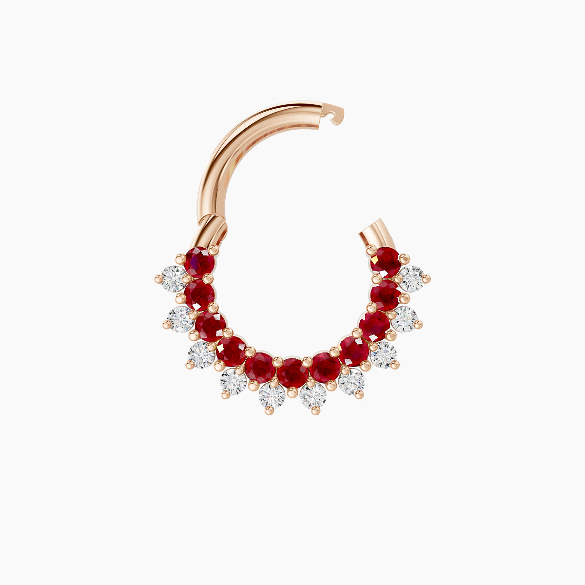 Danae | 18k Rose Gold 6.5 mm Ruby & Diamond Daith Piercing