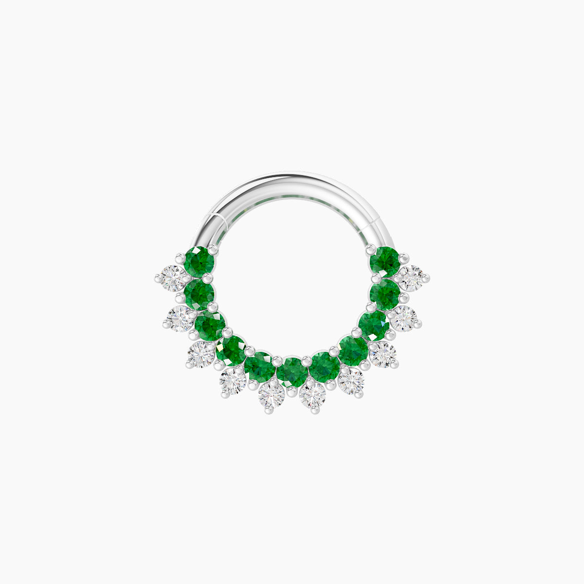 Danae | 18k White Gold 6.5 mm Emerald & Diamond Daith Piercing
