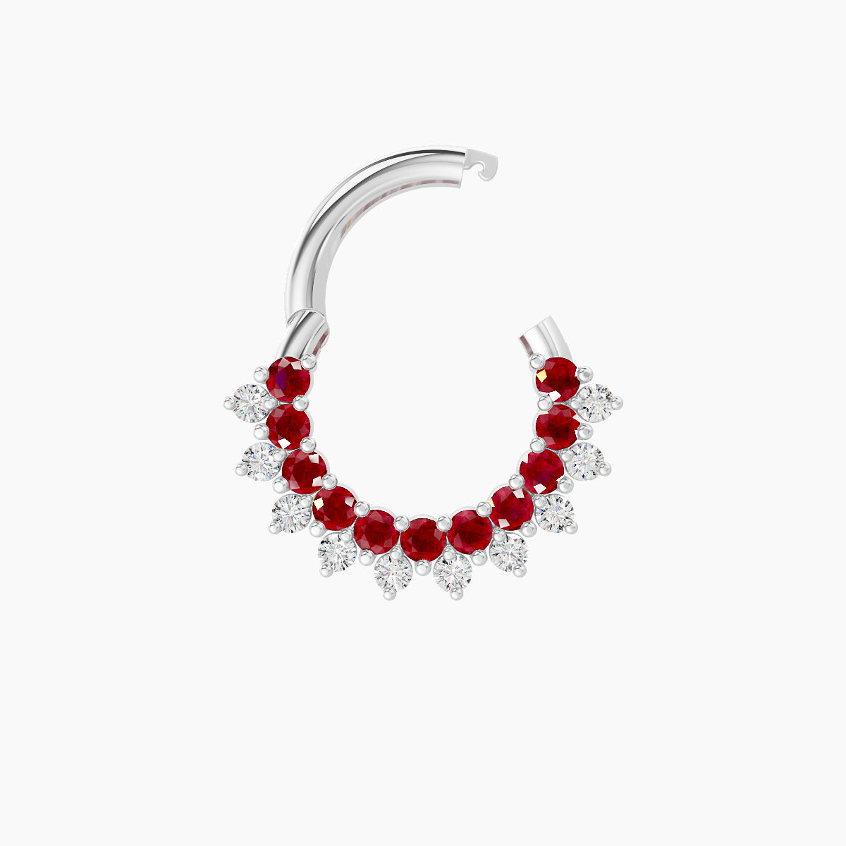 Danae | 18k White Gold 6.5 mm Ruby & Diamond Daith Piercing