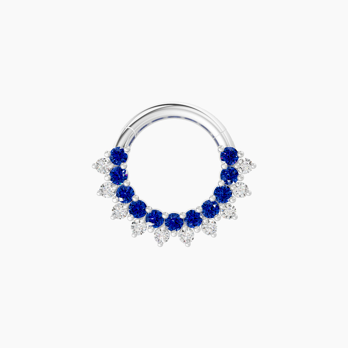 Danae | 18k White Gold 6.5 mm Sapphire & Diamond Daith Piercing