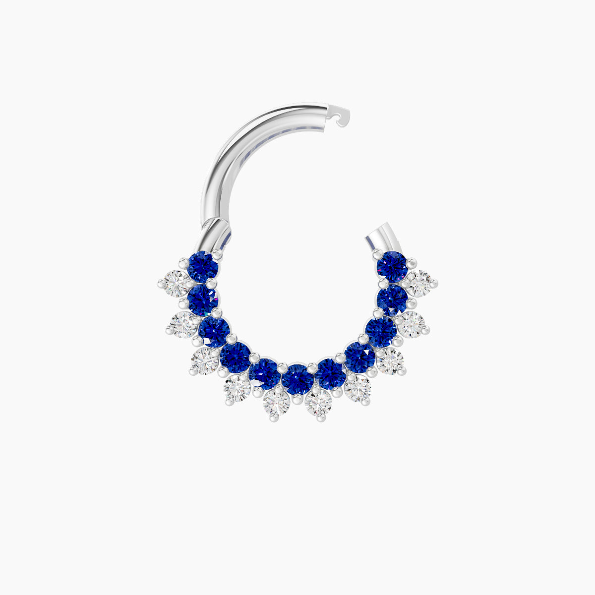 Danae | 18k White Gold 6.5 mm Sapphire & Diamond Daith Piercing