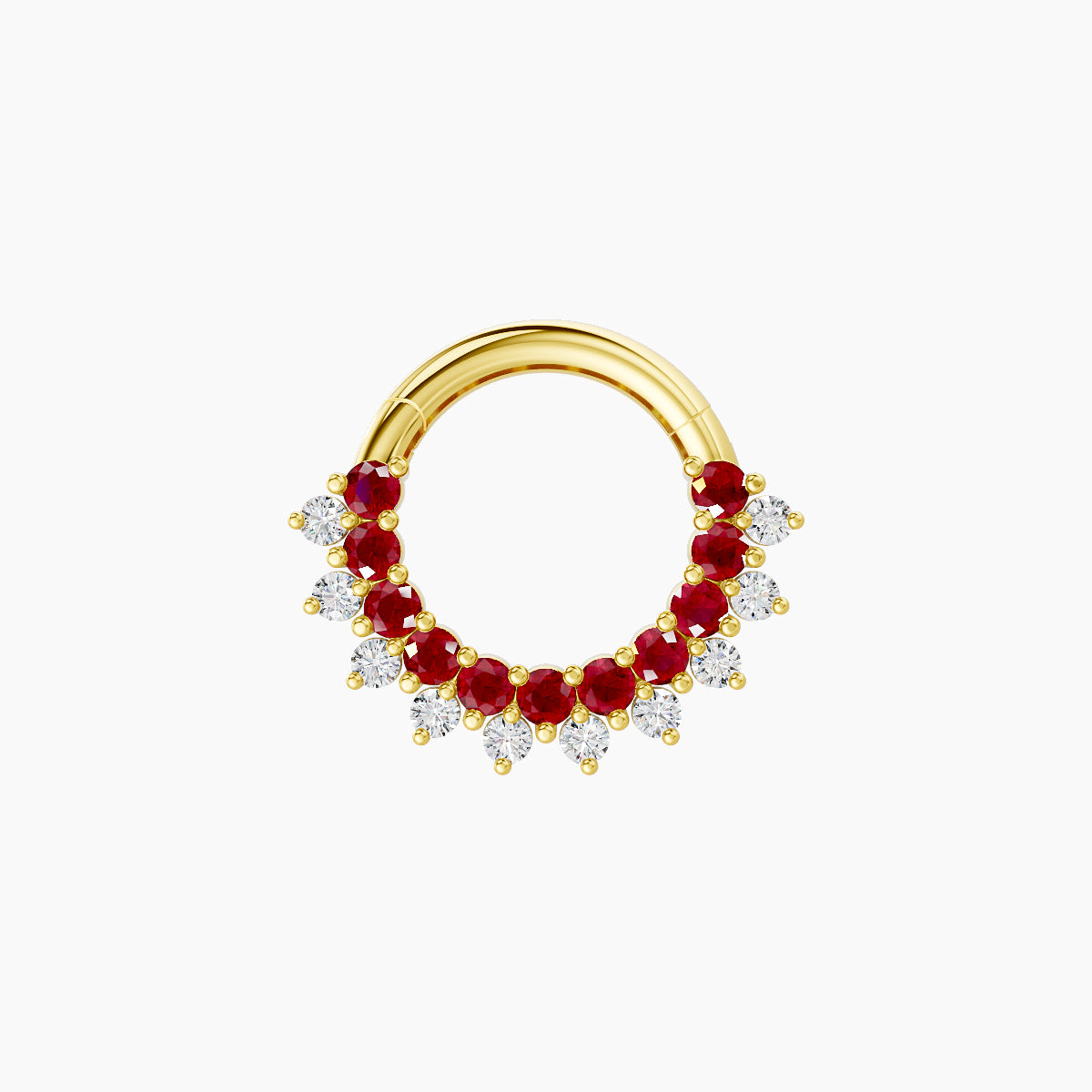 Danae | 18k Yellow Gold 6.5 mm Ruby & Diamond Daith Piercing